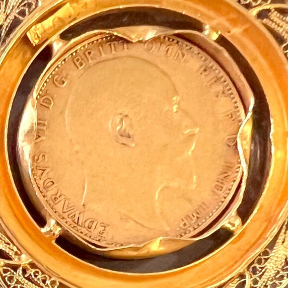 22K Gold 1904 King Edward Coin set on a 21K Gold Pendant & 21K Gold Necklace! - Picture 7 of 16